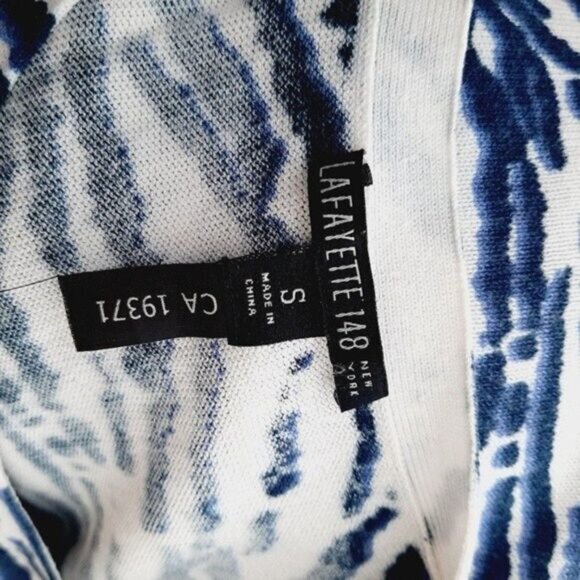 LAFAYETTE 148 Fine Knit Sleeveless Shell Top Blue & White Animal Pattern Sz S - Picture 6 of 7